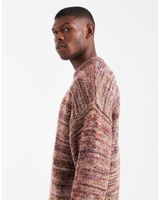 Cotton On Red Boxy Fit Fuzzy Crew Neck Knit Sweater for men