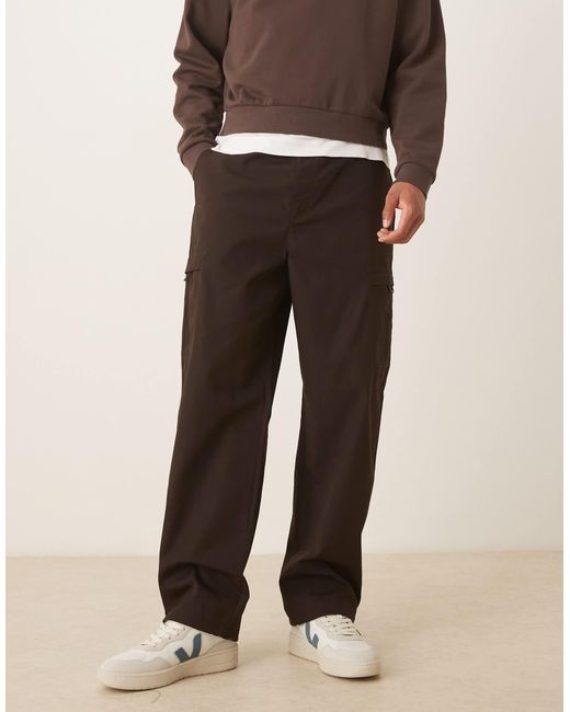 ARKET Brown Minimal Cargo Trousers for men