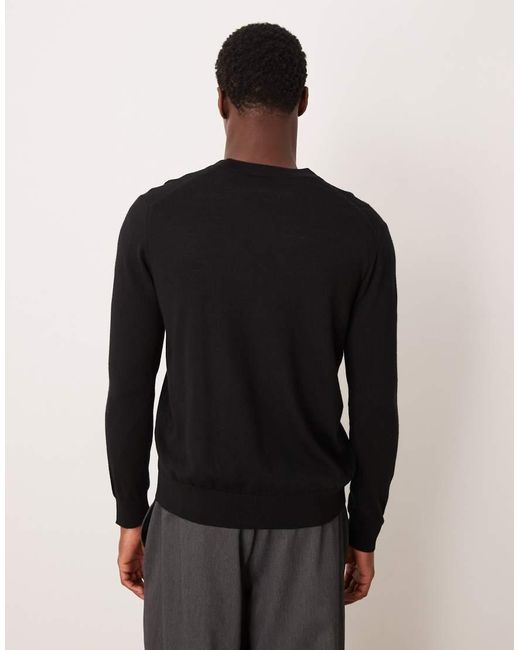Mango Black 100% Wool Lightweight Knitted Cardigan for men