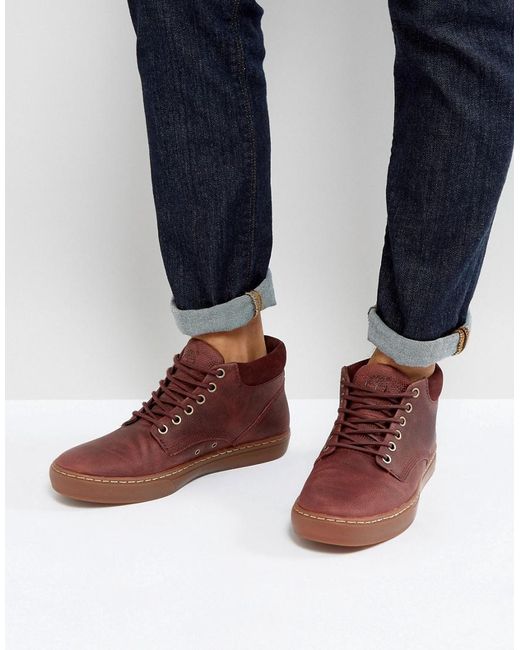 Timberland Adventure Cupsole Grain Leather Gum Sole Chukka Boots in Red for  Men | Lyst