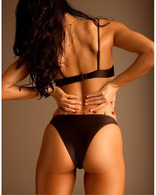 Stradivarius Black Satin Balconette Bikini Top