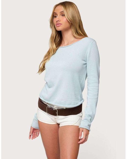 Edikted Blue Sonny Relaxed Rolled Sweater