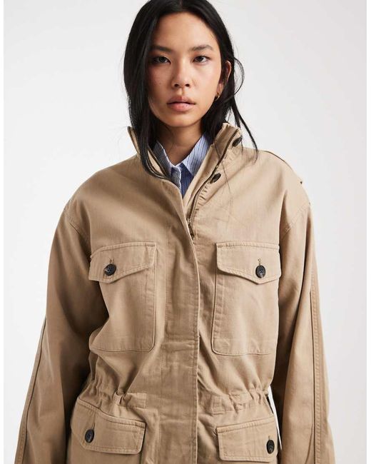 ASOS Natural Asos Design Tall Cotton Four Pocket Parka Jacket
