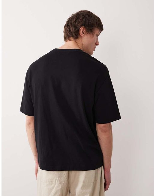 SELECTED Black Heavyweight T-shirt for men