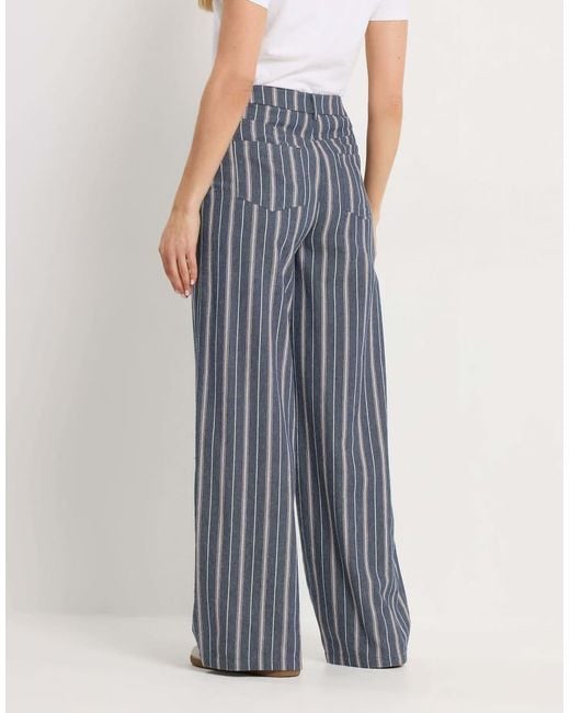 Long Tall Sally Blue Stripe Denim Wide Leg Jeans