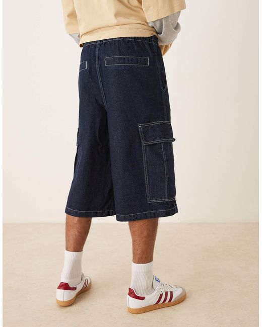 Bermuda long en jean à double plis - brut ASOS pour homme en coloris Natural