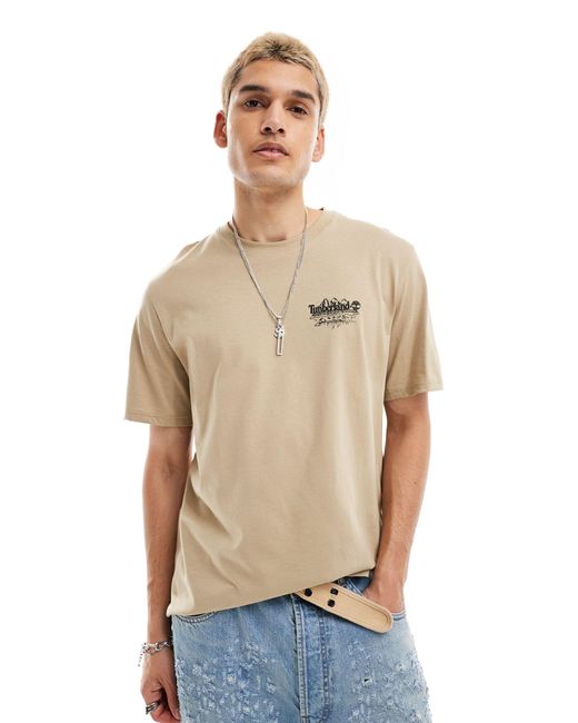 T-shirt oversize avec grand imprimé montagne au dos - beige - exclusivité asos Timberland pour homme en coloris Natural