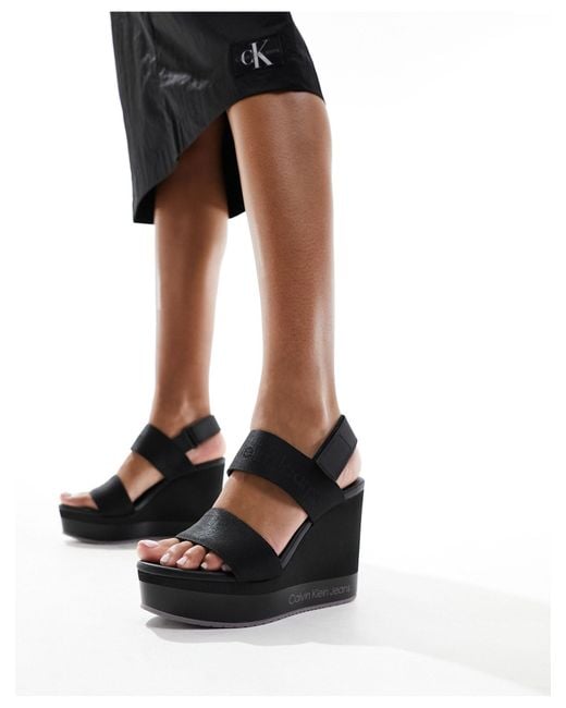 Calvin Klein Black Wedge Sandals
