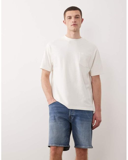 Jack & Jones Blue Rick Slim Denim Shorts for men