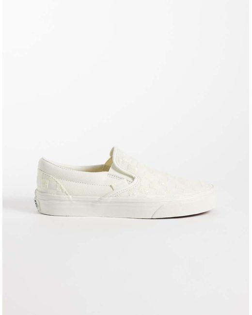 Vans Classic Slip-On Sneakers Met Schaakbordprint in het White