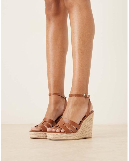 Glamorous Natural Espadrilles Wedge Heeled Sandals
