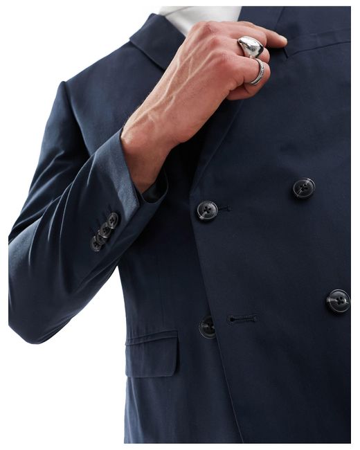 Jack & Jones Blue Premium Double Breasted Suit Jacket for men