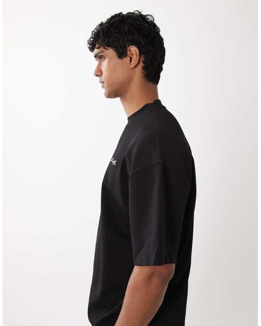 River Island Black Oversized Boxy 'luxe' T-shirt for men