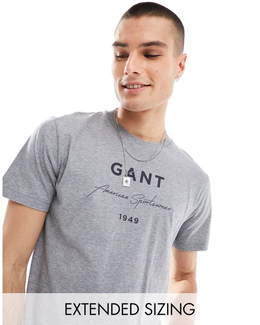 T-shirt mélange con stampa del logo di Gant in Gray da Uomo