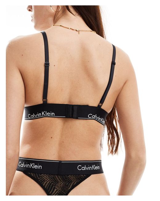 Calvin Klein Black Modern Lace Lightly Lined Triangle Bralette