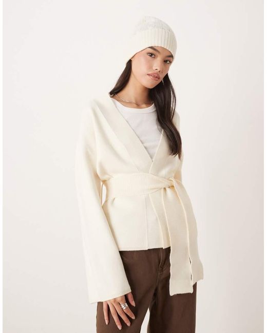Gina Tricot Natural Knitted Wrap Kimono Cardigan