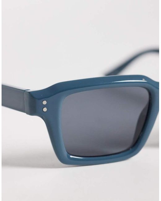 ASOS Blue Rectangle Sunglasses for men