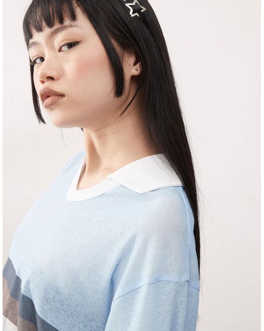 Collusion White Tissue Mesh Washed Sports Ruby Top