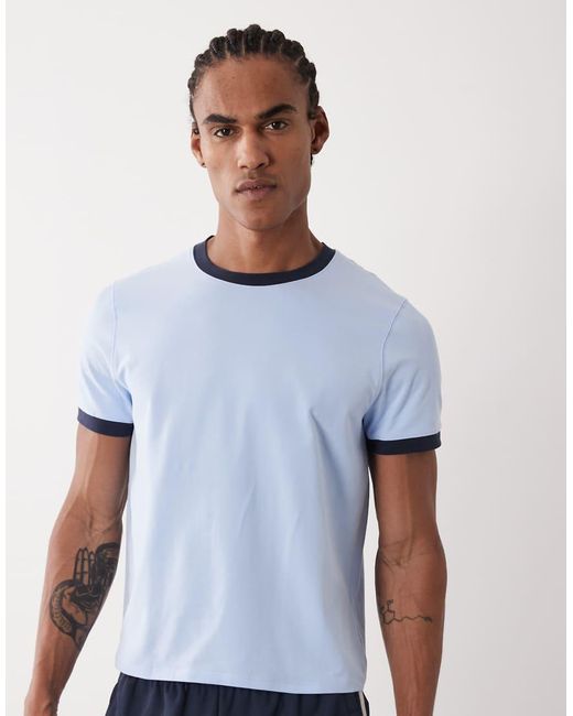 4505 White Shrunken Muscle Fit Cotton Baby Ringer Tee With Quick Dry Finish for men