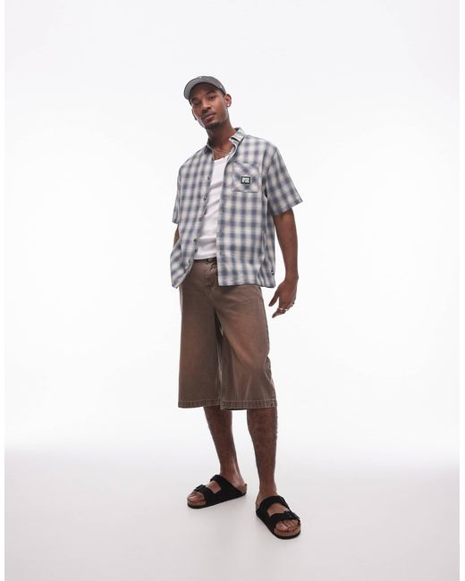 Rip Curl – raw energy – kurzärmliges, kariertes t-shirt in Gray für Herren