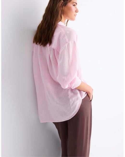 Stradivarius Purple Linen-effect Shirt