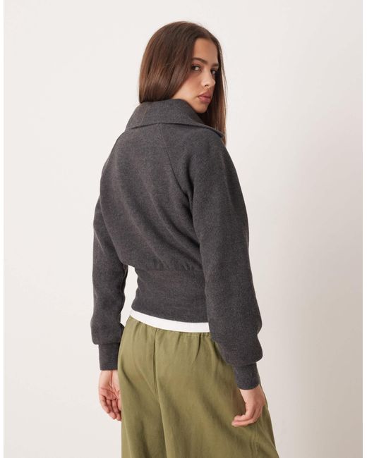 ASOS Gray Super Soft Cinched Zip Through Jumper