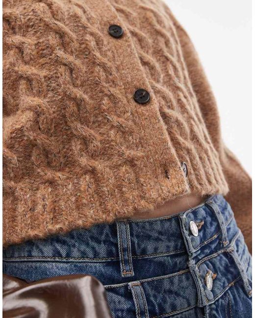 & Other Stories Blue Wool And Alpaca Knitted Cable Cardigan
