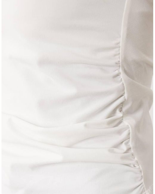 ASOS White Off Shoulder Ruched Detail Top