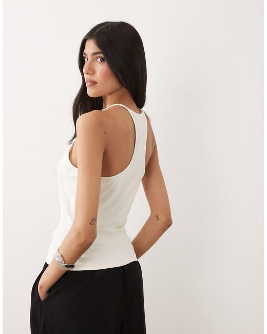 ASOS White Polyamide Strappy Racer Back Detail Top