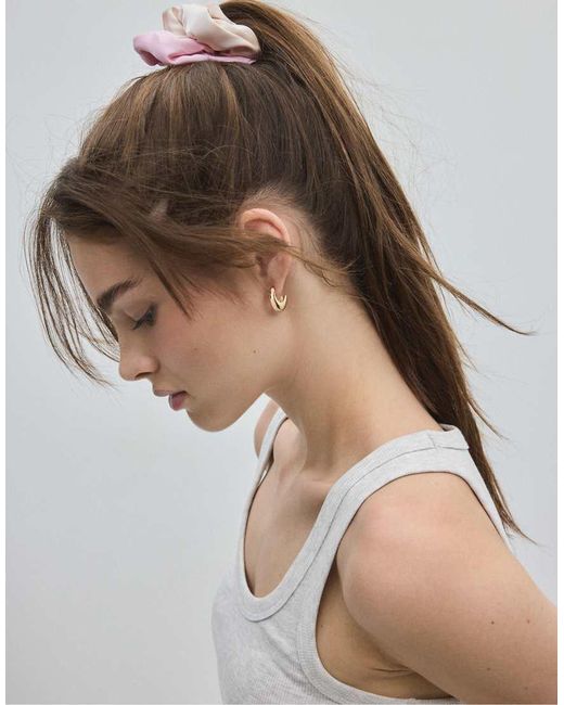 Stradivarius White Set Of 3 Satin Scrunchies