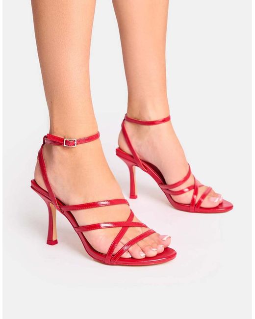 Public Desire White Free Spirit Strappy Round Toe Mid Heels