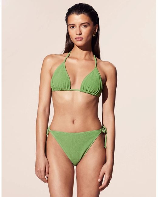 & Other Stories Green – gekräuselte bikinihose