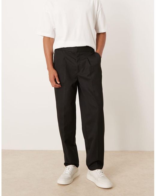 ASOS Smalle Broek Met Rechte Pijpen En Gedeeltelijke Elastische Tailleband in het White voor heren