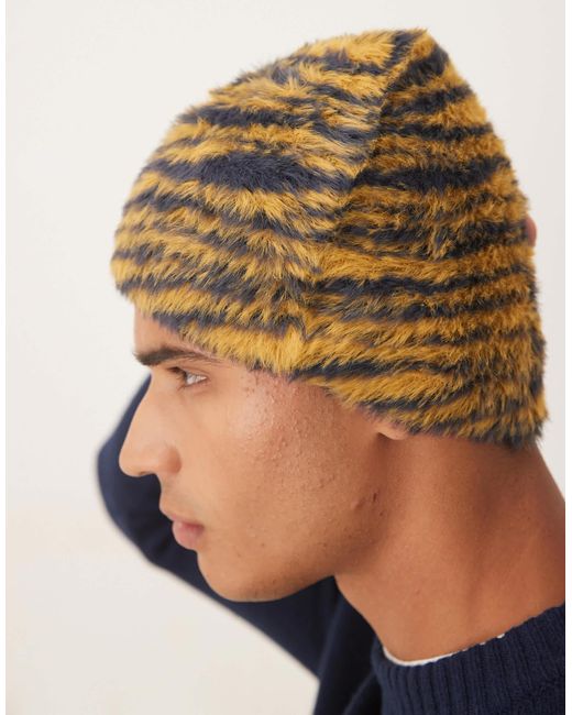 ASOS Blue Knitted Eyelash Zebra Skull Beanie for men