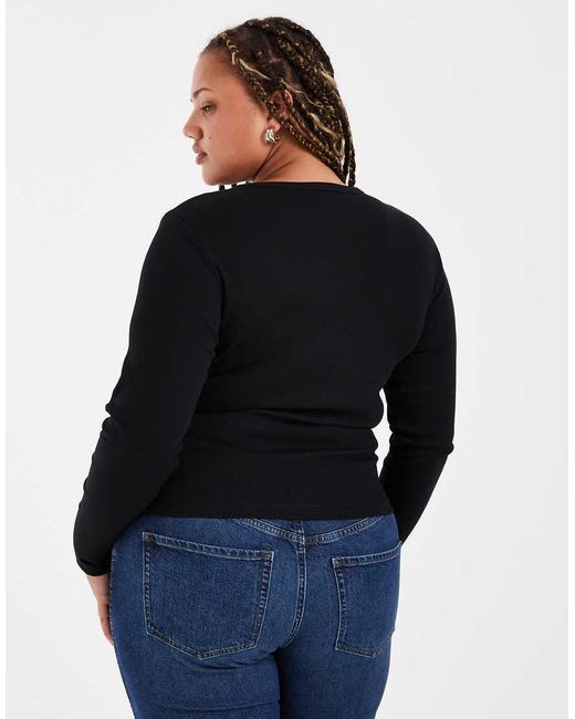 Vero Moda Black Long Sleeve Baby Rib Top