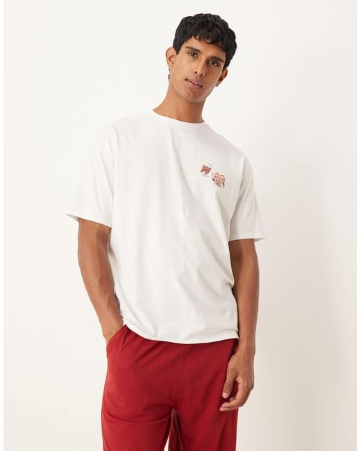 ASOS White Pyjama Set With Christmas Characters Graphic for men