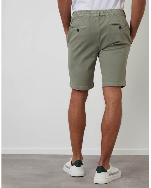 Threadbare Green Elasticated Waist Stretch Chino Shorts for men