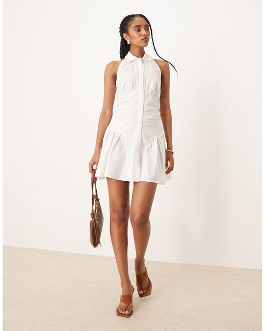 ASOS White Sleeveless Shirt Mini Dress