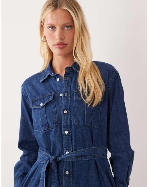 Ralph Lauren Blue Midi Shirt Day Midi Dress