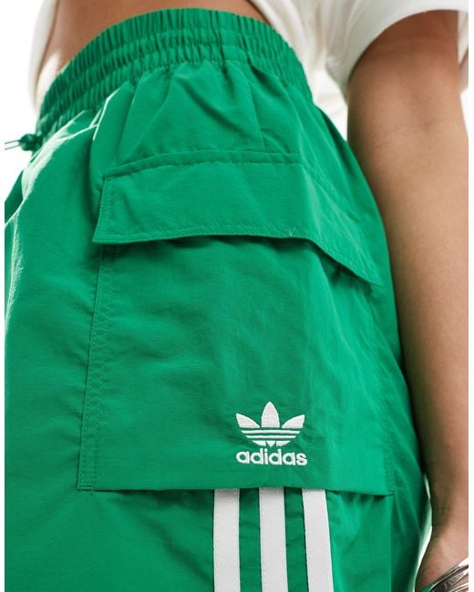 Adidas Originals Green Three Stripe Cargos Shorts