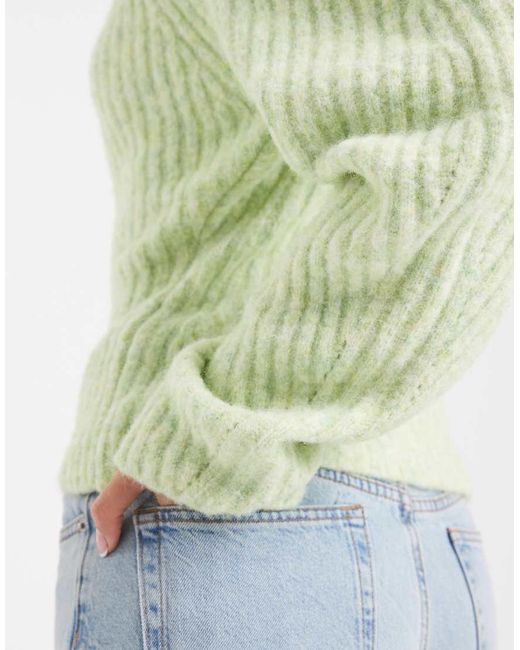 ASOS Green Knitted Rib Waisted Jumper With Banana Sleeve