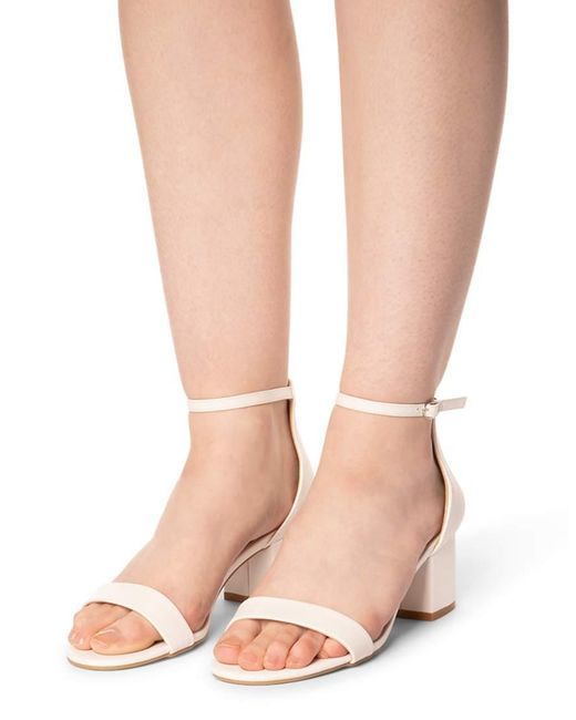 SEQWL White Block Heeled Sandals With Ankle Strap