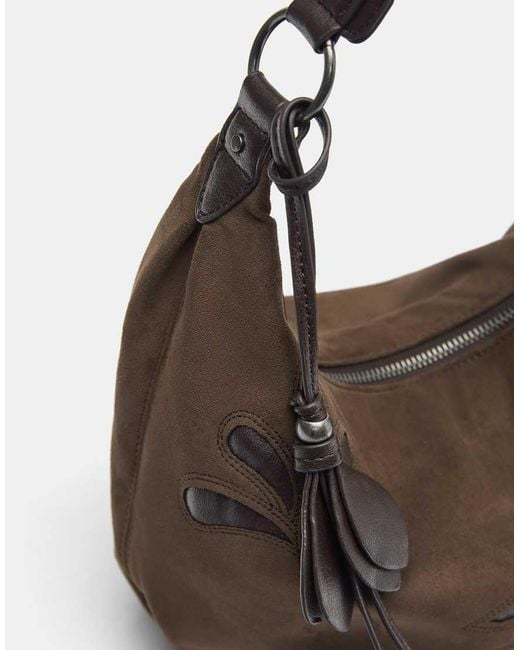 Pull&Bear Brown Shoulder Bag With Fringe Embellishments