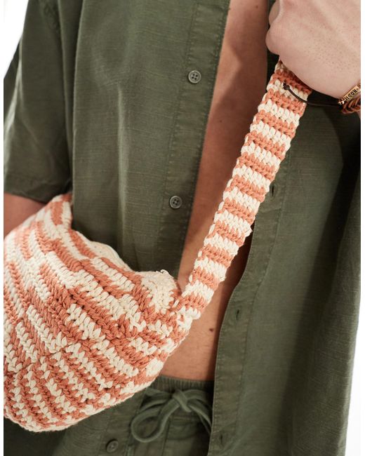ASOS Green Crochet Cross Body Bag for men