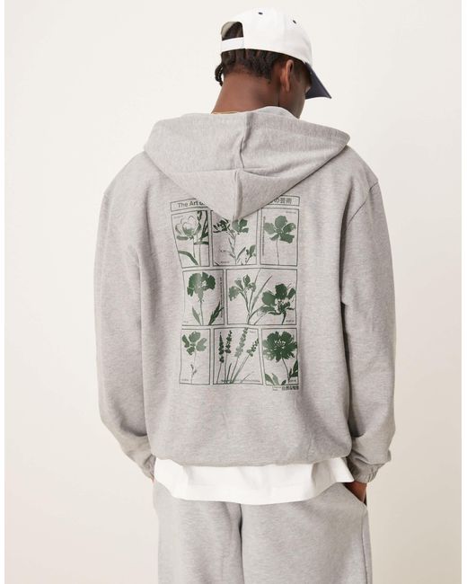 ASOS Gray Hoodie With Chest And Back Print for men