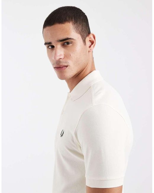 Fred Perry White Logo Polo Shirt for men