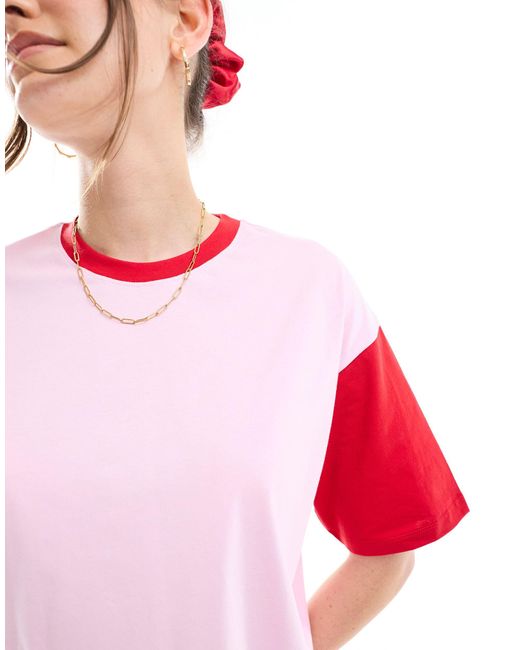 JJXX Red Colourblock Oversized T-shirt