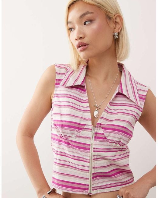 Collusion Pink Linen Blend Top