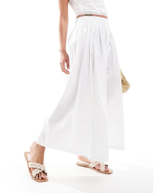 Bershka White Poplin Maxi Skirt