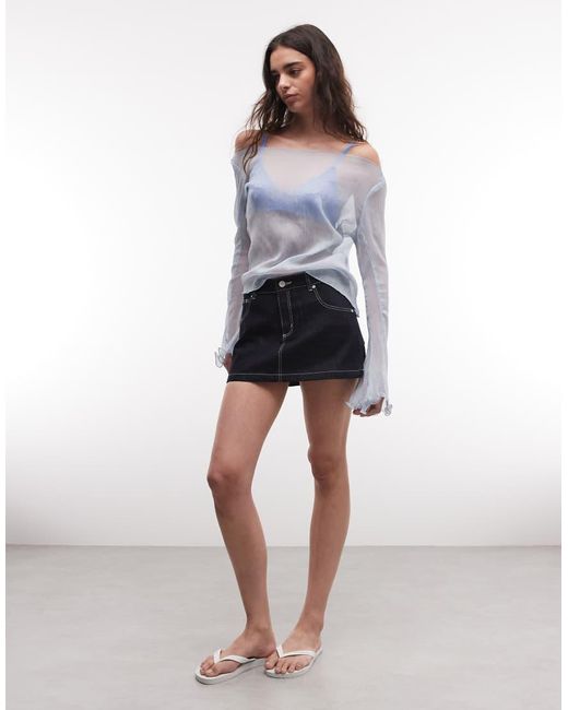 Monki White Sheer Floaty Long Sleeve Top